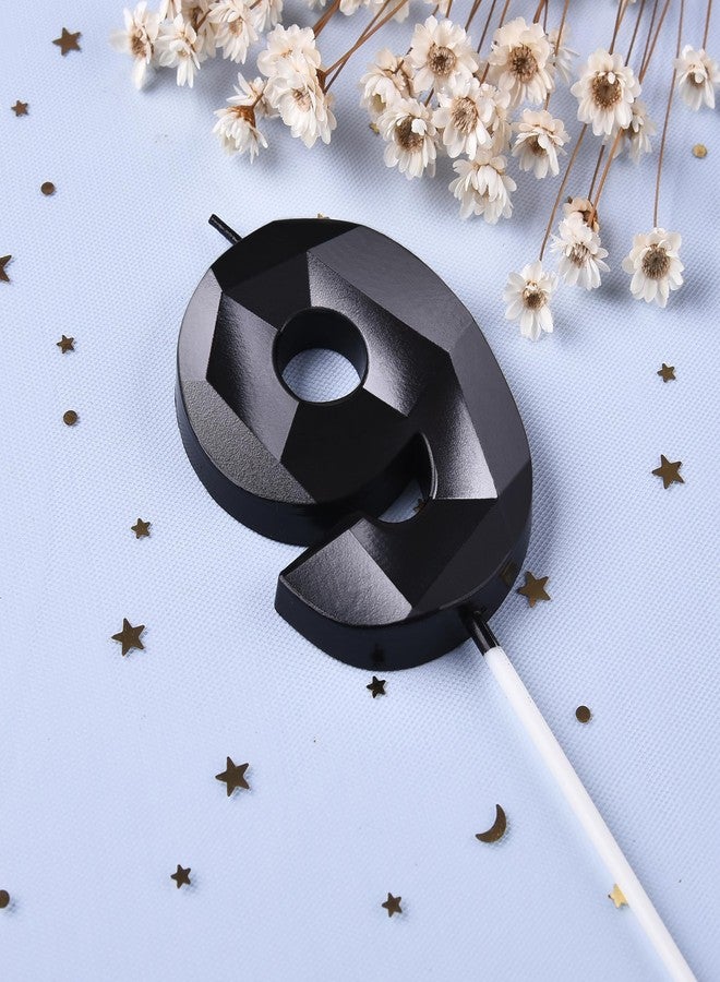 PHD CAKE 2.76 Inch Crystal Black 9 Number Birthday Candles, Black Number Candles, Cake Number Candles, Party Celebration - Image 2